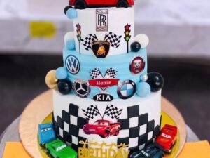 Racing Cars Red and White Cake in Lahore