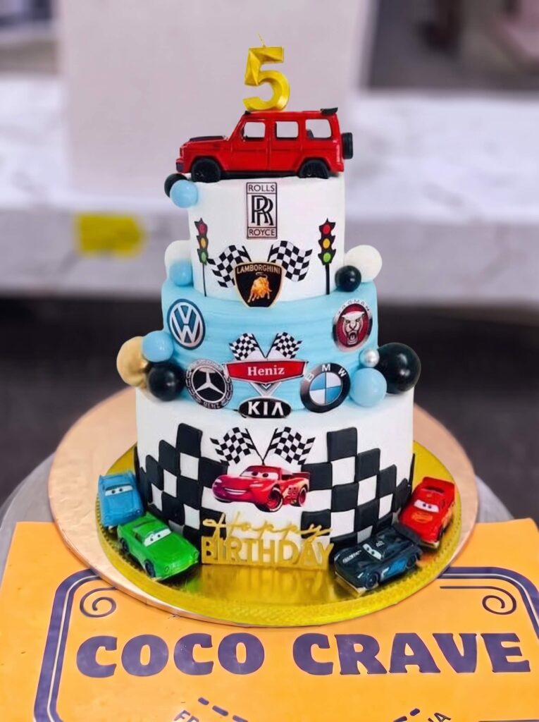 Racing Cars Red and White Cake in Lahore
