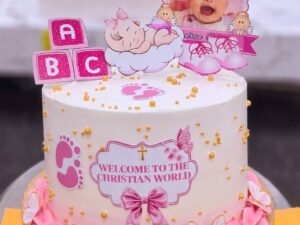 Welcome Baby Girl Christening Cake in Lahore