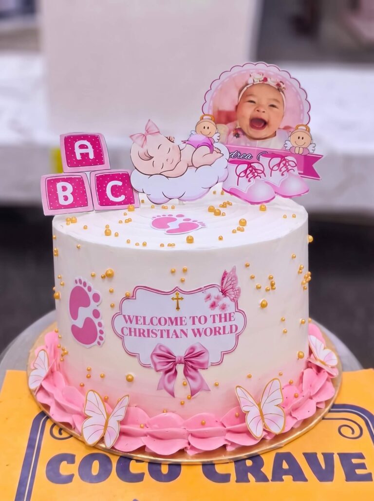 Welcome Baby Girl Christening Cake in Lahore