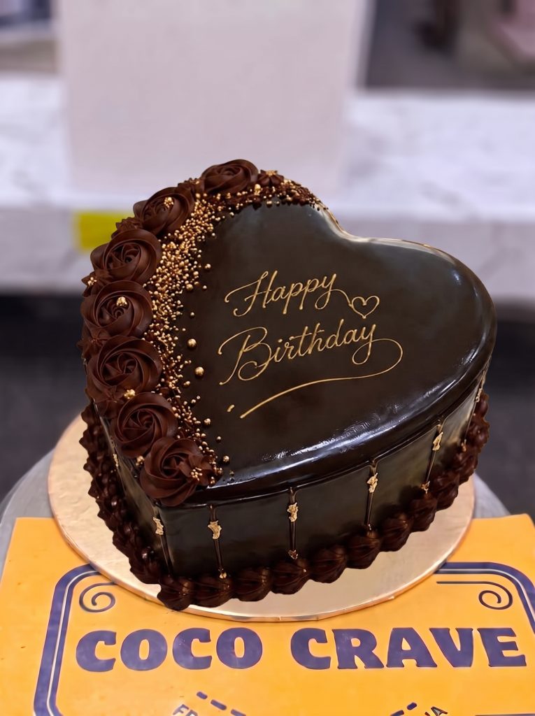 Chocolate Birthday Heart Cake in Lahore