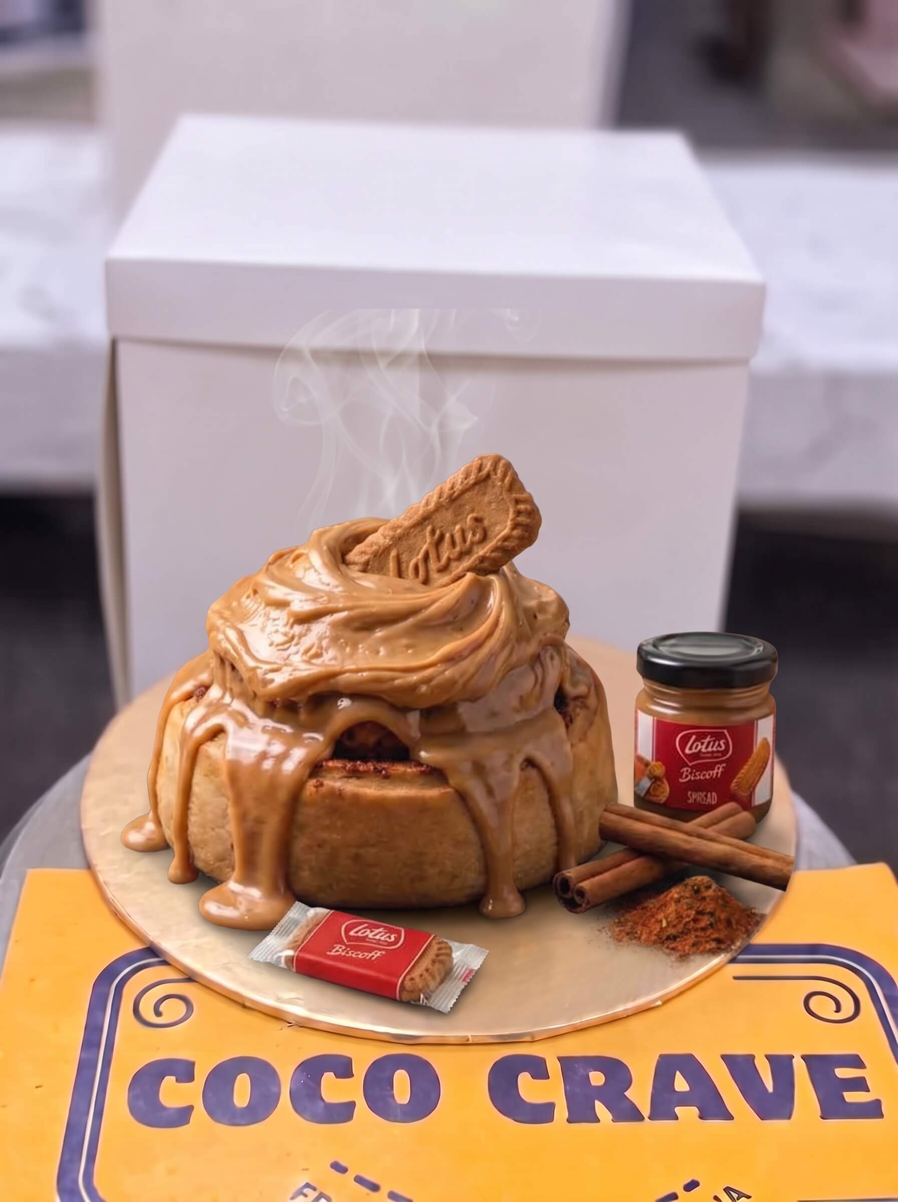 Golden Lotus Biscoff Cinnamon Roll in Lahore | CocoCrave.pk Golden Lotus Biscoff Cinnamon Roll in Lahore by CocoCrave.pk