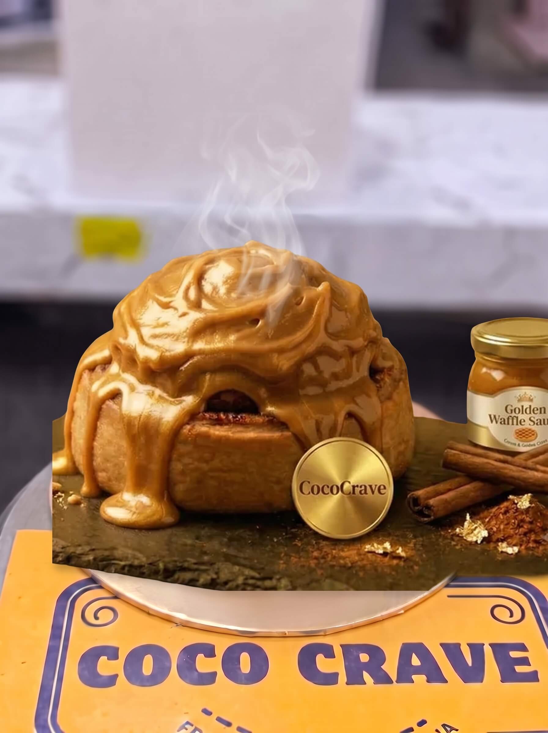 Golden Waffle Cinnamon Roll in Lahore | CocoCrave.pk Golden Waffle Cinnamon Roll in Lahore by CocoCrave.pk