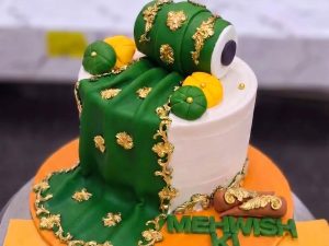 Green & White Mehndi Dholki Cake in Lahore — delivered in Lahore, Lahore