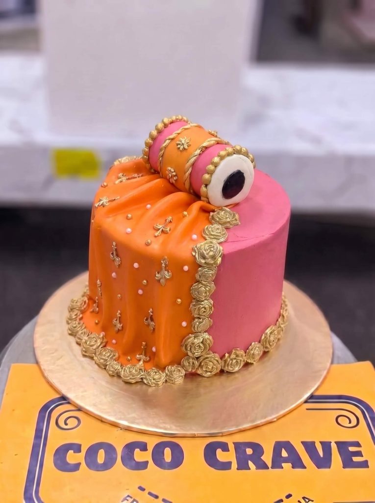 Orange & Pink Chooriyan Mehndi Cake in Lahore