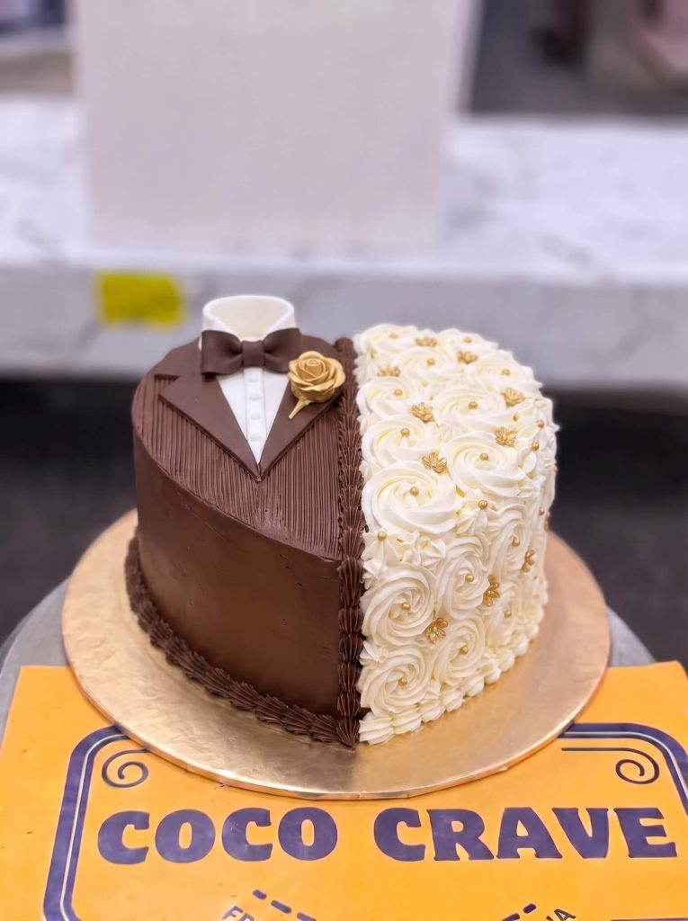 Chocolate Couple Heart Engagement Cake in Lahore