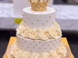 Ivory Rosette Two Tier Crown Cake in Lahore — delivered in Lahore, Lahore