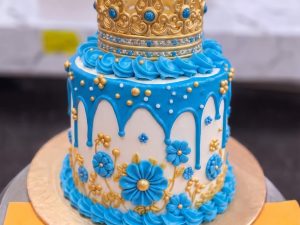 Blue Floral Drip Crown Cake in Lahore — delivered in Lahore, Lahore
