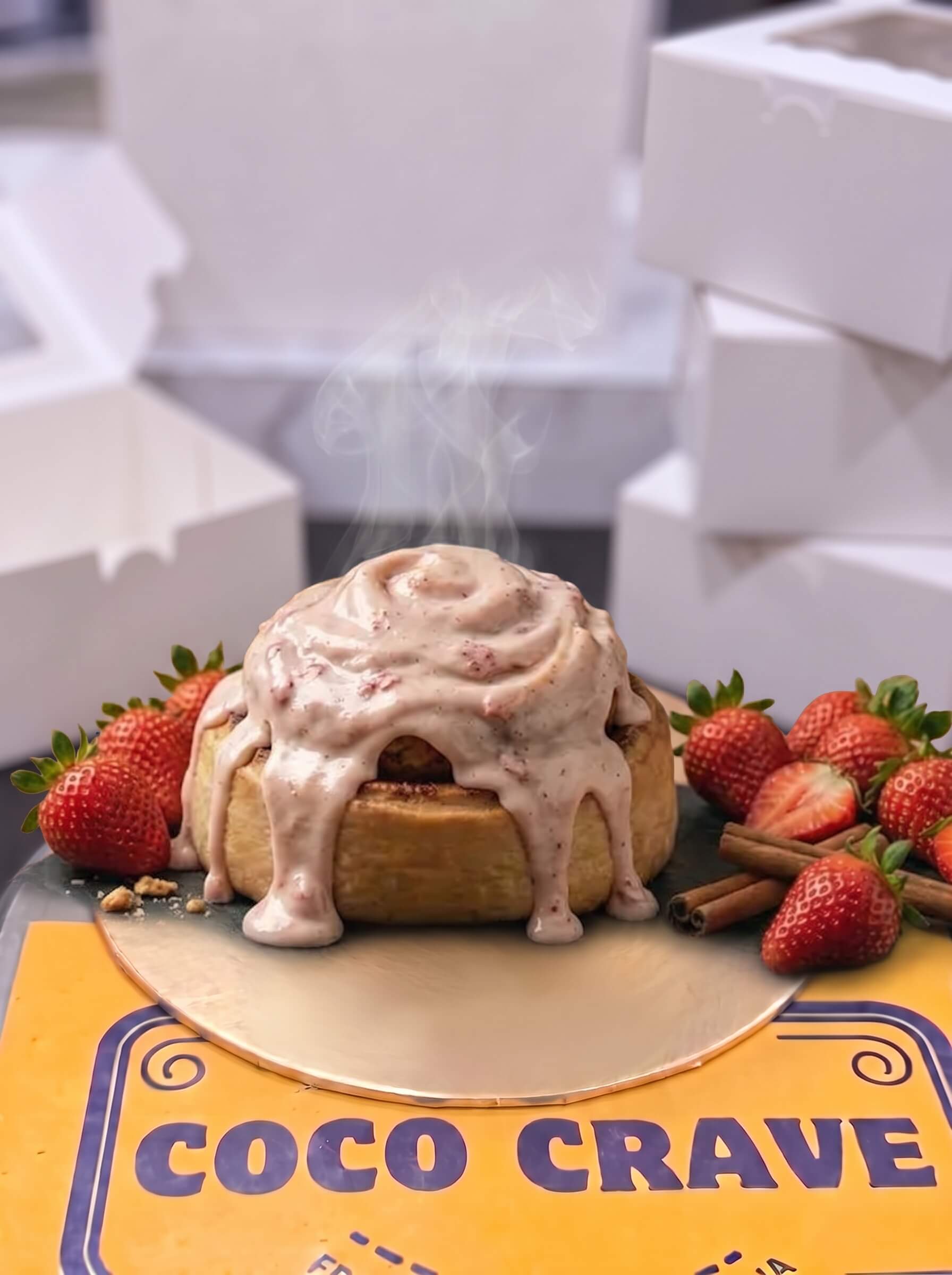 Golden Strawberry Cinnamon Roll in Lahore | CocoCrave.pk Golden Strawberry Cinnamon Roll in Lahore by CocoCrave.pk