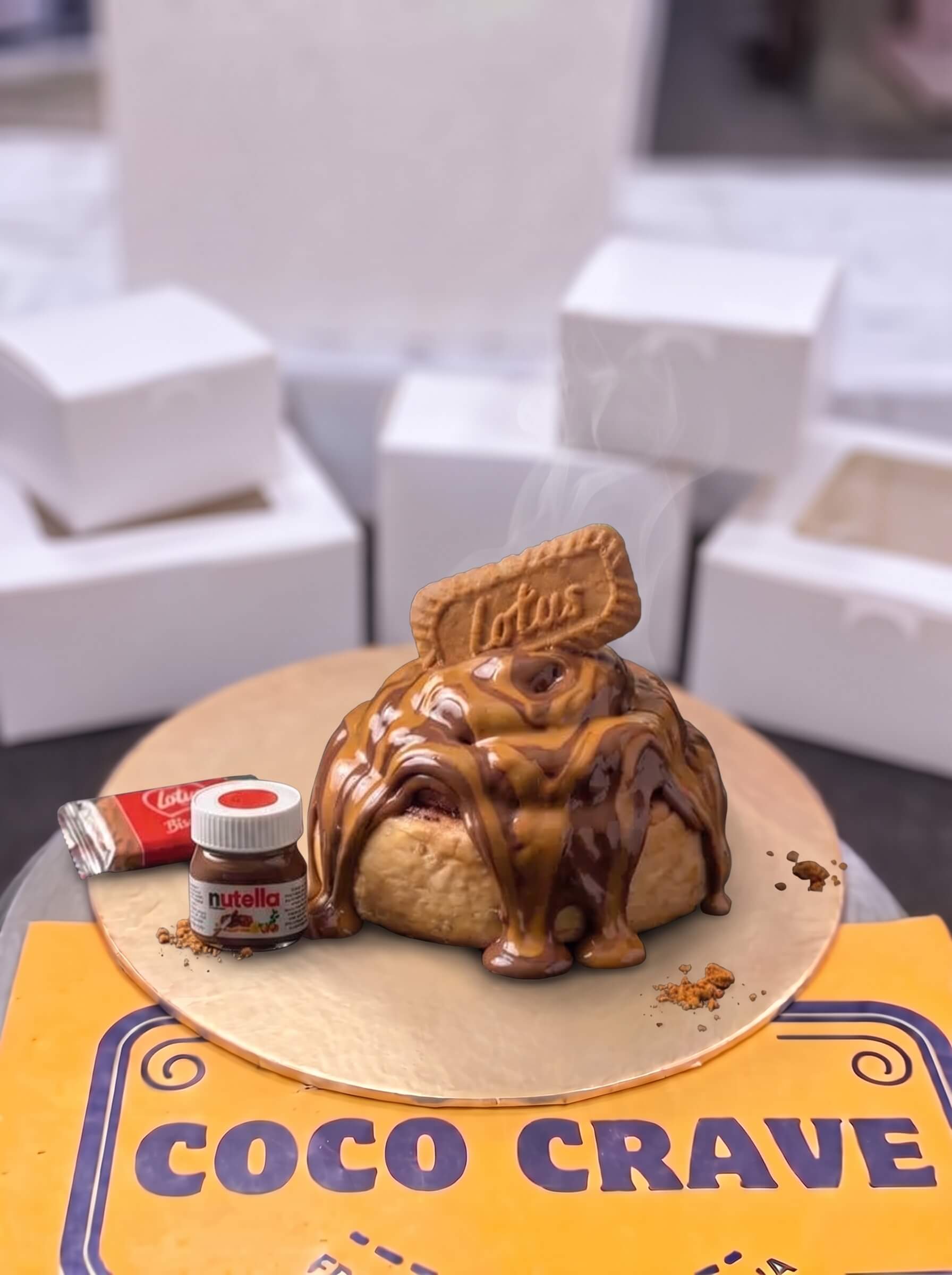 Lotus Biscoff Nutella Fusion Cinnamon Roll in Lahore | CocoCrave.pk Lotus Biscoff Nutella Fusion Cinnamon Roll in Lahore by CocoCrave.pk