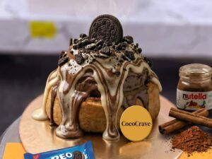 Triple Fusion Vanilla Nutella Oreo Cinnamon Roll in Lahore by CocoCrave.pk