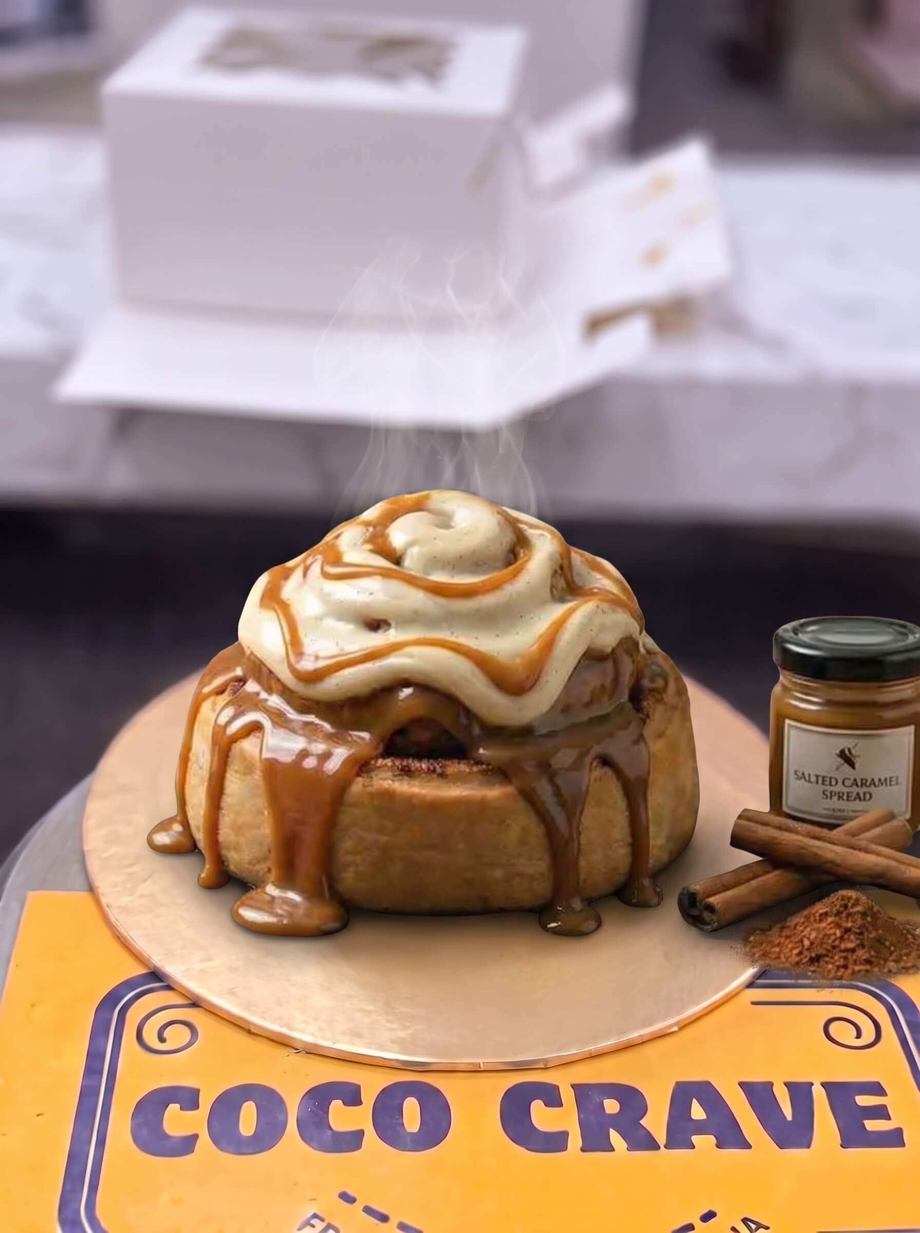 Vanilla Caramel Cream Cheese Cinnamon Roll in Lahore | CocoCrave.pk Vanilla Caramel Cream Cheese Cinnamon Roll in Lahore by CocoCrave.pk