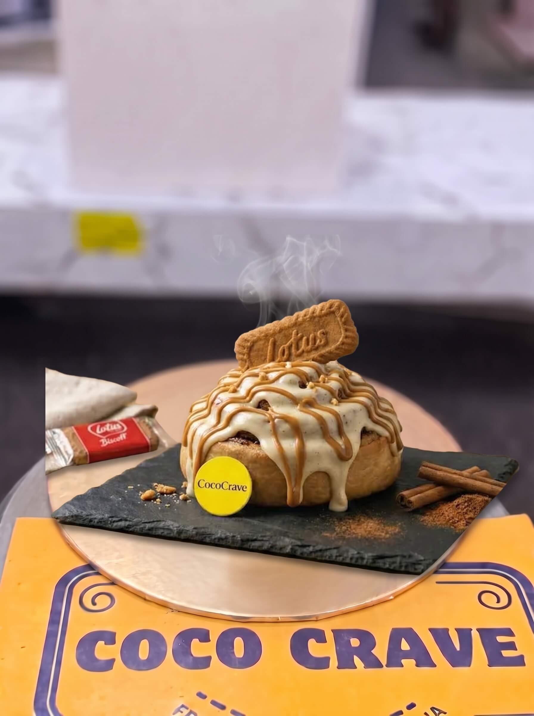 Vanilla Lotus Biscoff Cream Cheese Cinnamon Roll in Lahore | CocoCrave.pk Vanilla Lotus Biscoff Cream Cheese Cinnamon Roll in Lahore by CocoCrave.pk