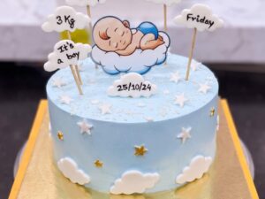 Baby Boy Birth Announcement Cake in Lahore