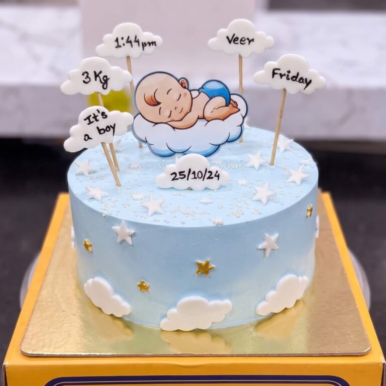 Baby Boy Birth Announcement Cake in Lahore
