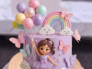 Barbie Balloon and Rainbow Cake in Lahore