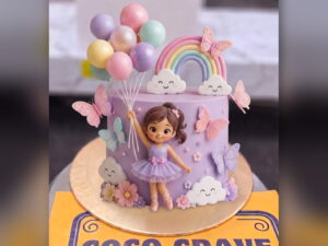 Barbie Balloon and Rainbow Cake in Lahore