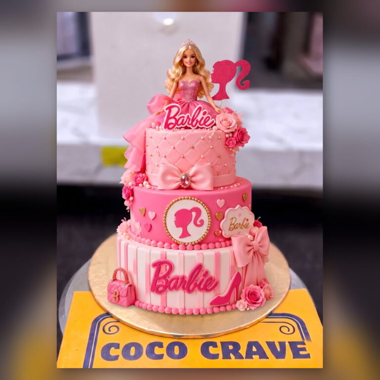 Barbie Logo Two Tier Cake in Lahore