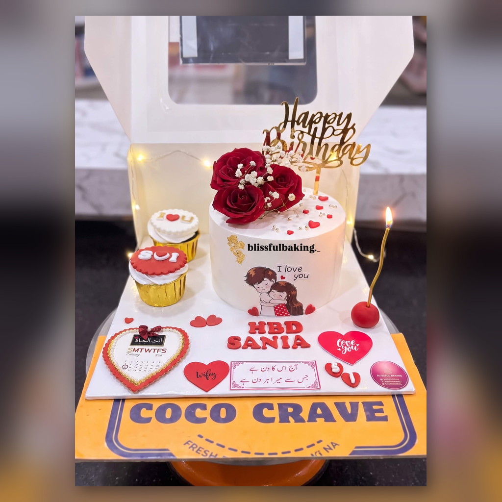 Birthday Cake with Cupcakes and Roses Combo in Lahore Birthday Cake with Cupcakes and Roses Combo in Lahore — CocoCrave.pk Lahore