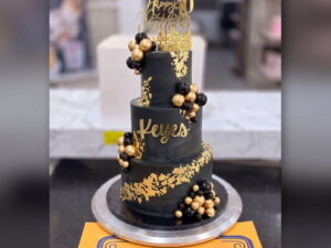 Black and Gold 40th Birthday Cake in Lahore