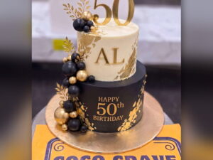 Black and Gold 50th Birthday Cake in Lahore — CocoCrave.pk Lahore