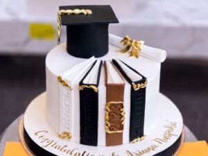 Black and Gold Graduation Cake in Lahore