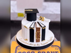 Black and Gold Graduation Cake in Lahore