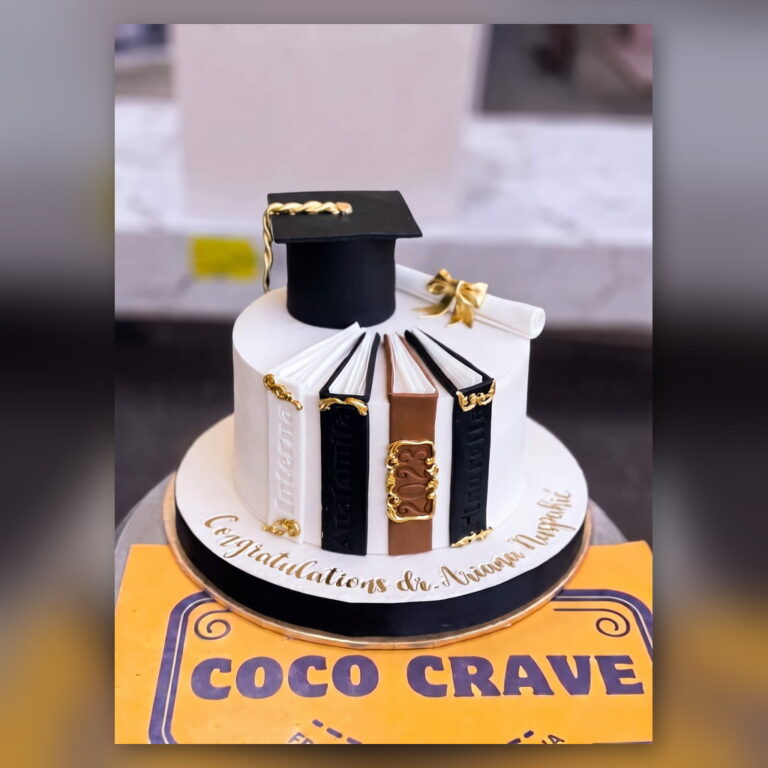Black and Gold Graduation Cake in Lahore