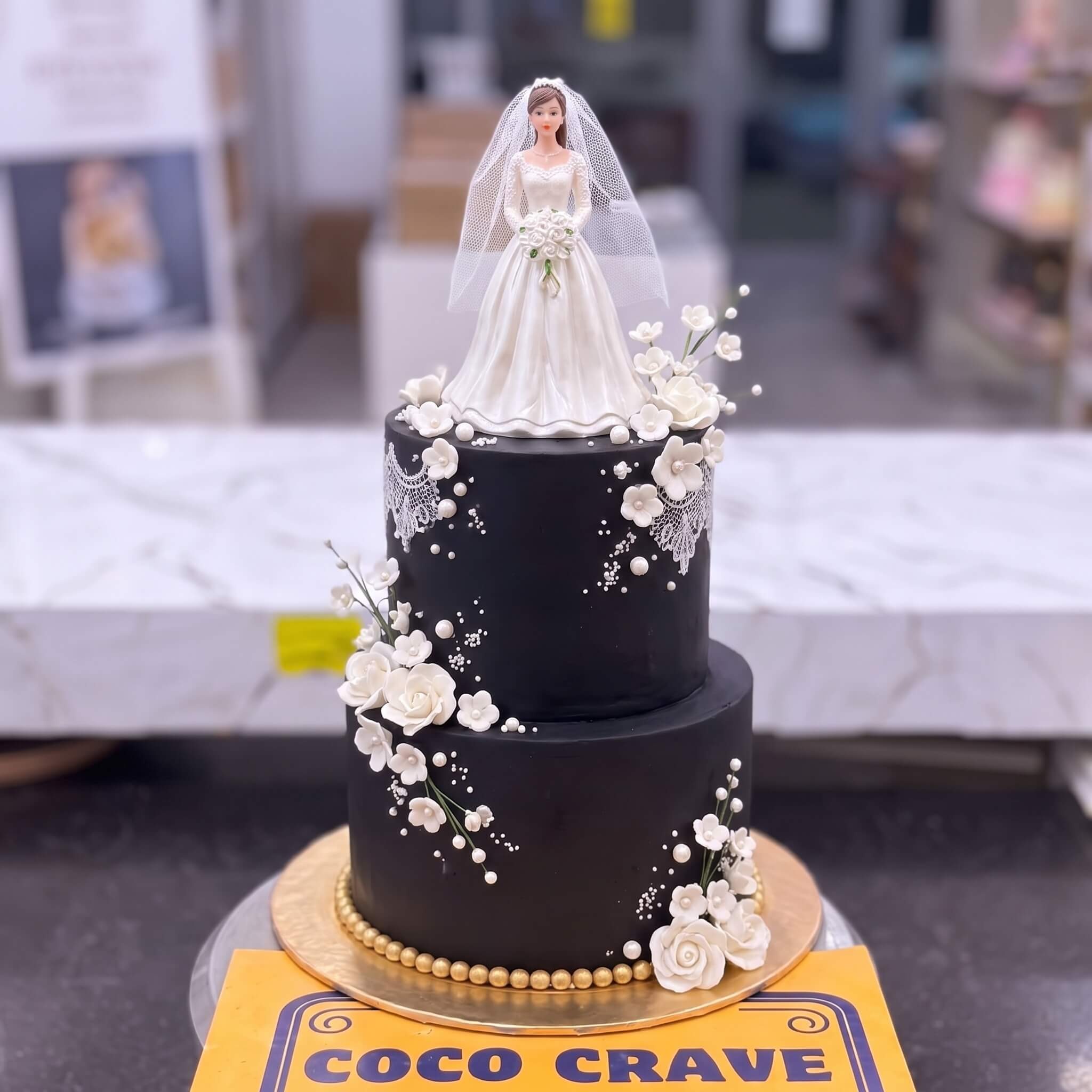 Black Bride Figurine Bridal Shower Cake in Lahore Black Bride Figurine Bridal Shower Cake in Lahore — CocoCrave Lahore