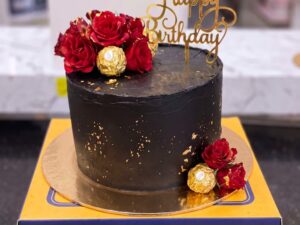 Black Ferrero Rocher Red Rose Cake in Lahore