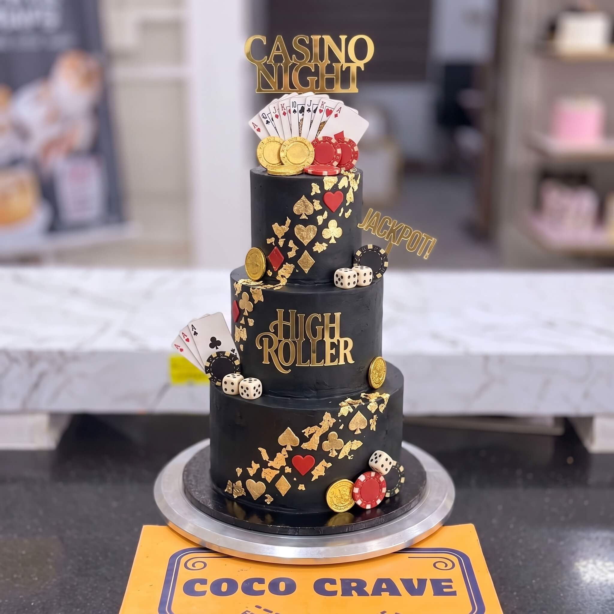 Black Gold Casino Three Tier Cake in Lahore Black Gold Casino Three Tier Cake in Lahore — CocoCrave Lahore
