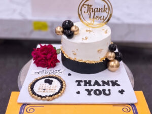 Black Gold Thank You Calendar Cake in Lahore