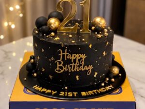 Black Gold Twenty First Birthday Cake in Lahore