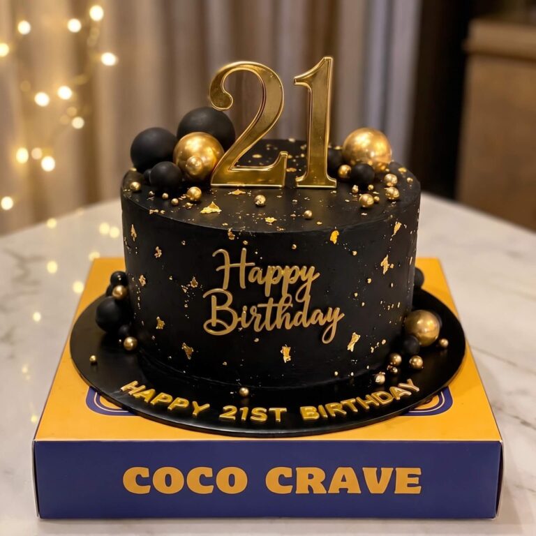 Black Gold Twenty First Birthday Cake in Lahore