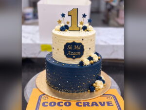 Blue and Navy First Birthday Cake in Lahore
