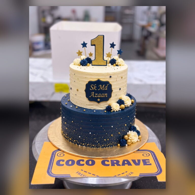 Blue and Navy First Birthday Cake in Lahore