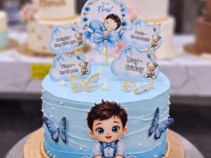 Blue Baby Boy Crown Cake in Lahore