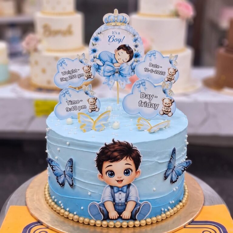 Blue Baby Boy Crown Cake in Lahore