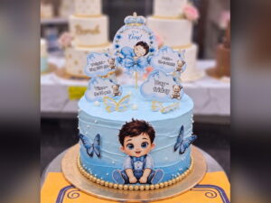 Blue Baby Boy Crown Cake in Lahore