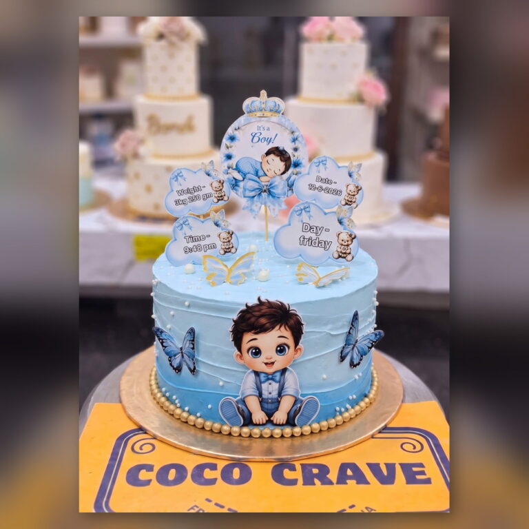 Blue Baby Boy Crown Cake in Lahore