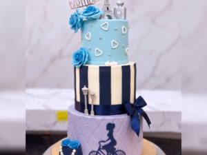 Blue Baby Carriage Two Tier Cake in Lahore