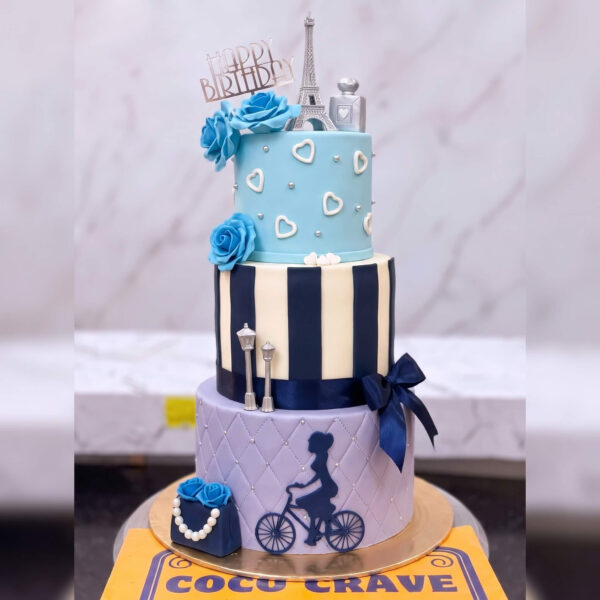 Blue Baby Carriage Two Tier Cake in Lahore — delivered in Lahore