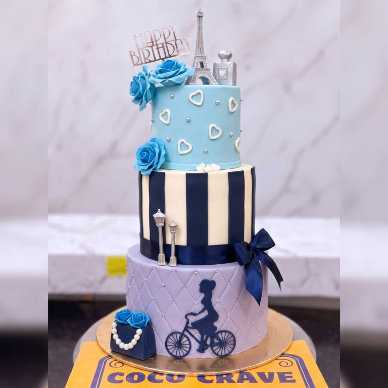 Blue Baby Carriage Two Tier Cake in Lahore