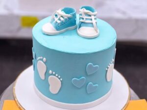 Blue Baby Shoes Cake in Lahore