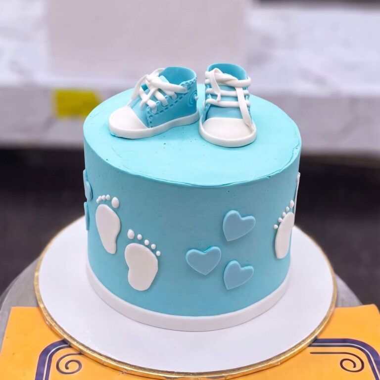 Blue Baby Shoes Cake in Lahore