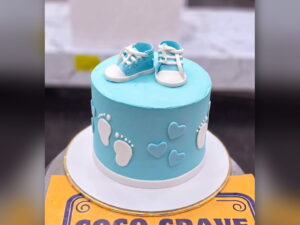 Blue Baby Shoes Cake in Lahore
