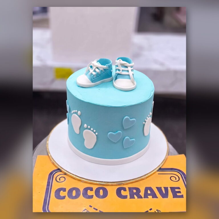 Blue Baby Shoes Cake in Lahore