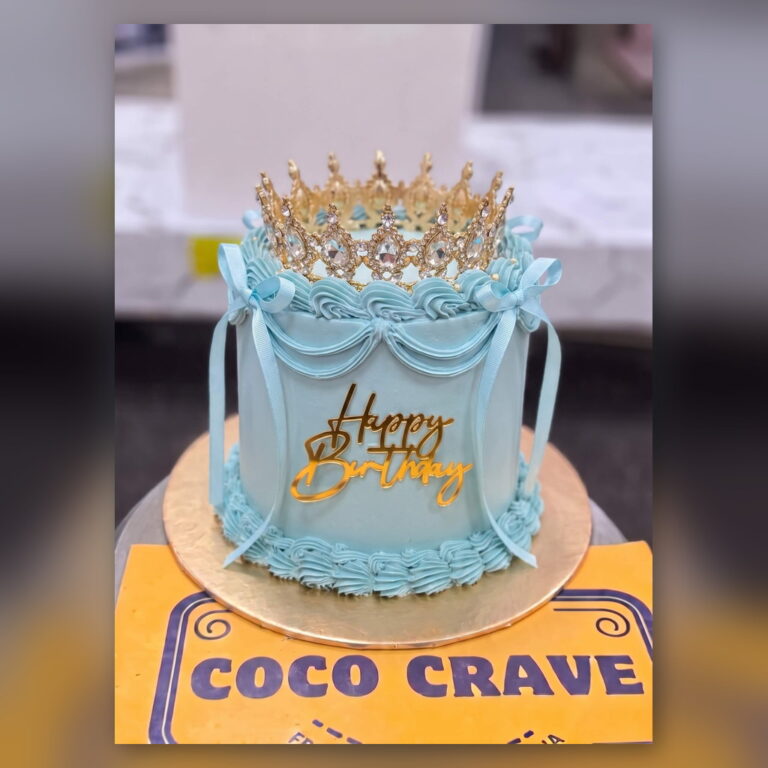 Blue Bow Crown Cake in Lahore