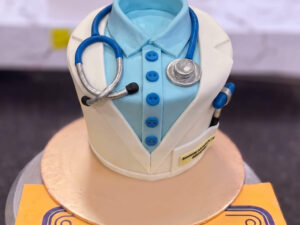 Blue Doctor Coat and Stethoscope Cake in Lahore