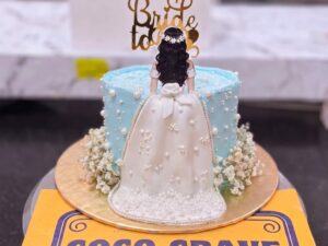 Blue Floral Bride Figurine Cake in Lahore